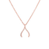 0.06ct 14k Rose Gold Diamond Wishbone Pendant